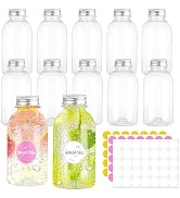 Arroshin 7 Oz Plastic Bottles with Caps, Juice Containers With Lids For Fridge, Reusable Juicing ...