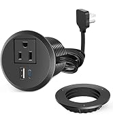 2 inch Desk Power Grommet Outlet, Flat Plug Recessed Outlet with 20W USB-C Fast Charging, for Con...