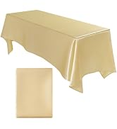 Q&J FABRIC CO. 1 Pack Satin Tablecloth 100% Polyester 102x58 Inch Champagne Gold Table Cloth Rect...