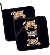 Cute Cats Mood Pot Holders 2 PCS for Kitchen, Heat Resistant Hot Pads for Cooking Grilling Baking...