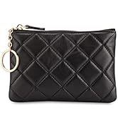 DORIS&JACKY Soft Lambskin Leather Coin Purse Small Quilted RFID Blocking Top Zipper Wallet With K...