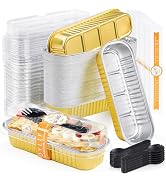 Gold Mini Cake Pans with Lids and Spoons, 6.8oz, Rectangle 30Pack ZOXILEN | Disposable Mini Loaf ...