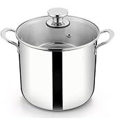E-far 8QT Stainless Steel Stock Pot with Lid, Induction Cooking Pot | Heavy Duty Stockpot with Tr...
