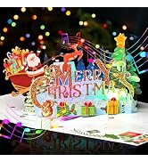 Merry Christmas Cards, Light Music Christmas Card, 3D Pop Up Xmas Card | Xmas Gift Card Greeting ...