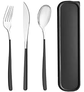 HMDZMR Travel Utensils with Case, 4pc Reusable Utensils Set with Case, Camping Utensil Set, Porta...