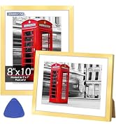 HOMERHYME Picture Frames 8x10, Set of 2 Gold Photo Frame for Tabletop or Wall Display, Display Pi...