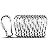 KINLINK 10 Pack Screw Locking Carabiner, 3.15 inch Heavy Duty Carabiner Clips, 304 Stainless Stee...