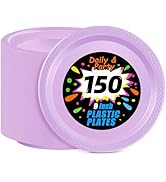 WELLIFE Lavender Party Plates 9 Inch -150 Count, Disposable Plastic Dinner Plates for Party Easte...
