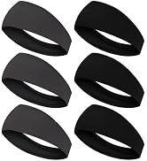 6 Pcs Sports Headbands for Men & Women, Sweatband Stretchy Headband Soft Wide Headbands Hairband ...