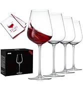 JBHO Hand Blown Italian Style Crystal Bordeaux Wine Glasses - Great Gift Packaging - Red Wine Gla...