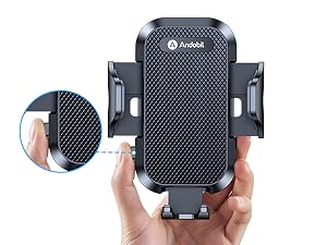 a hand holding a microphone with a blue button.