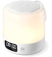 AuroraNiteBeam Rechargeable Night Light with Clock for Kids - Touch & Remote Control, 360° Soft G...