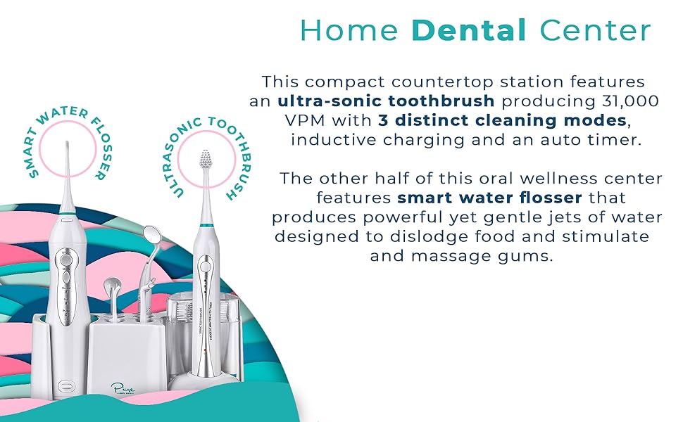 aquasonic home dental center - ultra sonic electric toothbrush, pure daily care home dental center
