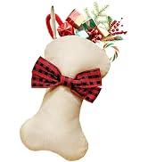 Large Dog Christmas Stocking, 17.1 x 10 Inches Christmas Stocking for Dogs Cats Pets, Dog Bone Sh...