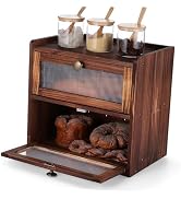 ULTECHNOVO Bread Box Countertop Storage Cabinet for Kitchen Double Layer Pantry Organizer Ventila...