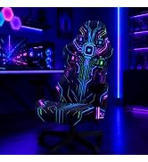 Simpkeely Blacklight Circuit Gaming Chair Cover, Computer Chair Slipcover | Glows Neon under Blac...