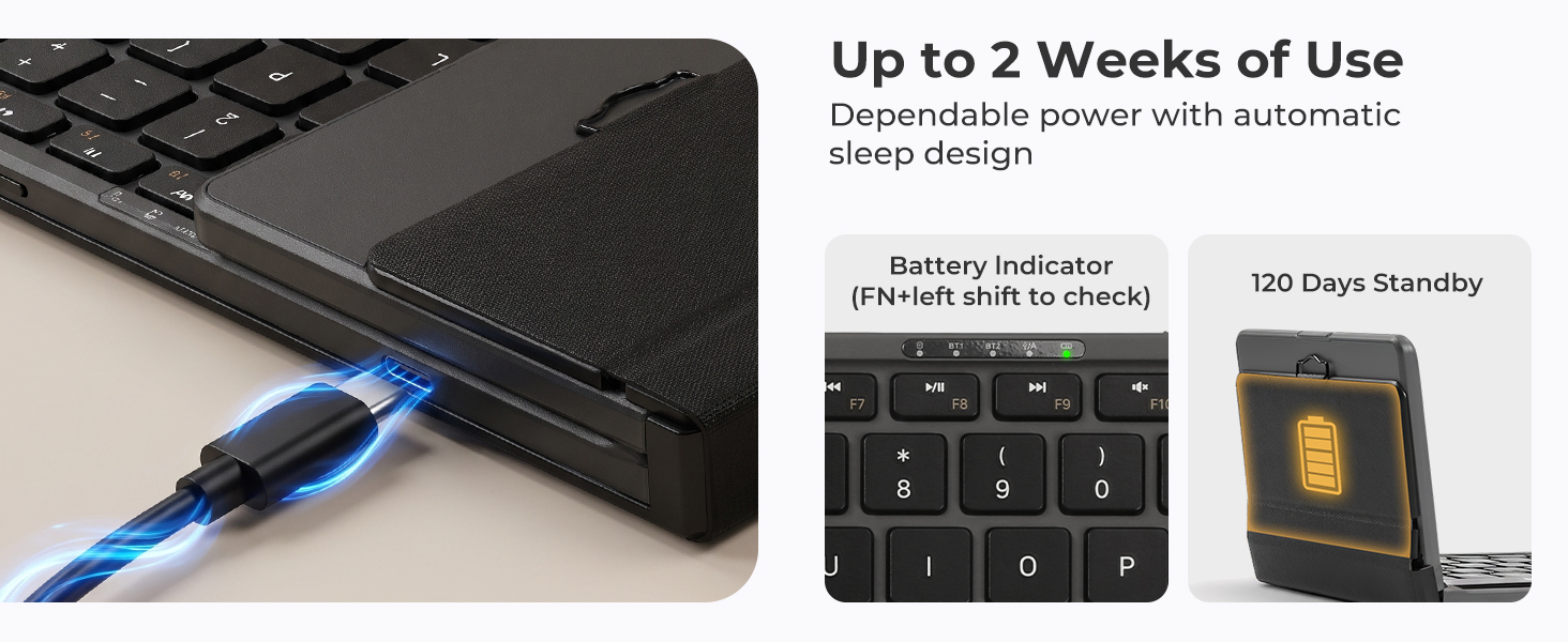 Aimarz AF01 close-up showing USB-C charging and battery status indicators.