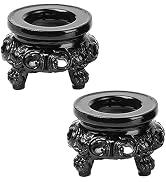 SelHeng 2Pcs Black Wooden Display Stand for Crystal Sphere Quartz Ball Holder Hollow Wood Stand B...