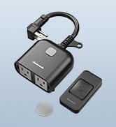 DEWENWILS Outdoor Wireless Remote Control Outlet with Dual Grounded Outlets Waterproof, Back to S...
