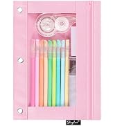 SKYDUE Pencil Pouch for 3 Ring Binder, Zipper Pencil Pouches for Girls Boys, Clear Window Pencil ...