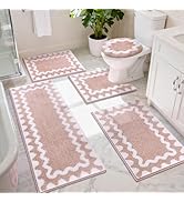 Findosom Bathroom Rugs Sets 5 Piece, Absorbent Soft Non-Slip Washable Microfiber Shaggy Bath Mat ...