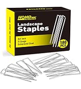 HongWay 180 Pack Landscape Staples Garden Staples 6 Inch 11 Gauge Galvanized Landscaping Fabric S...