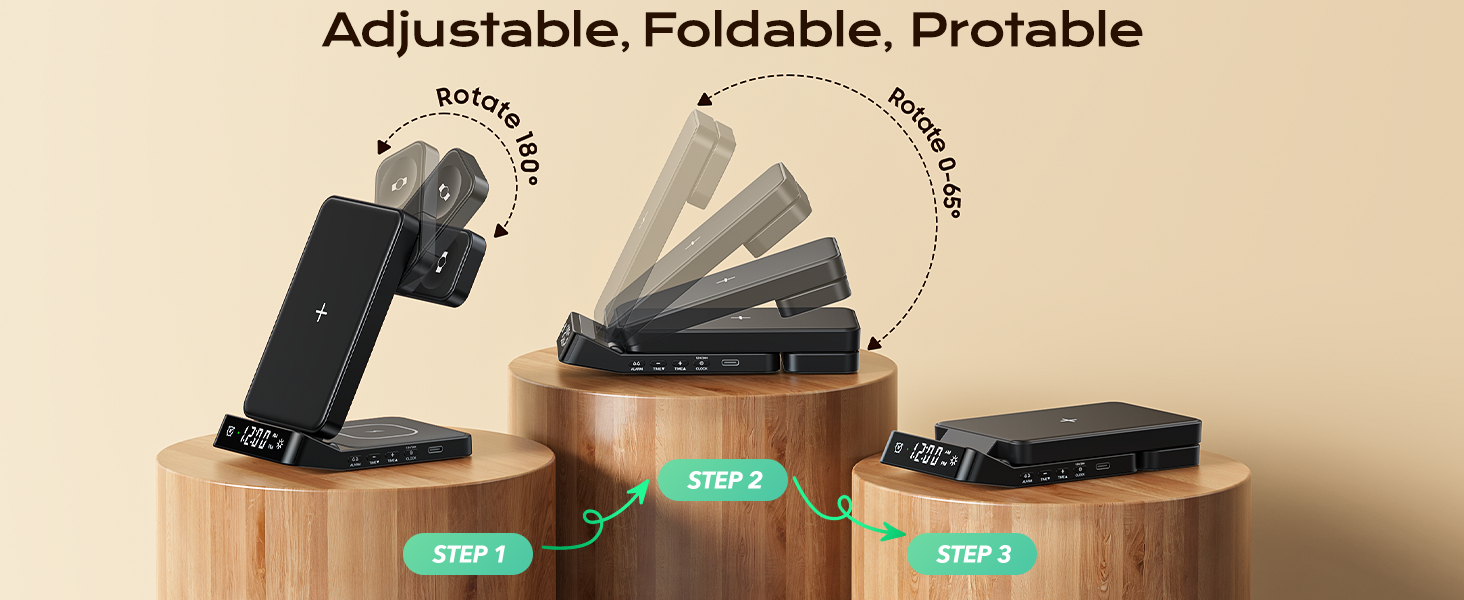 wireless charging station with clock