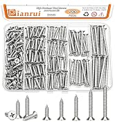 Dianrui 200 PCS 304 Stainless Steel Screws, #8 Wood Screws Assortment Kit, Phillips Drive Sheet M...