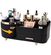 Zufudo Makeup Organizer Countertop with Drawers 360 Rotating Makeup Brush Holder Large Capacity S...