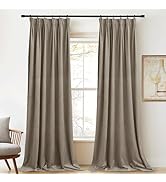StangH Camel Beige Velvet Curtains - Thick Thermal Insulated Room Darkening Window Drapes 84 inch...