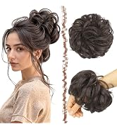FESHFEN Large Messy Bun Hair Piece - Wavy Synthetic Chignon Scrunchies Elastic Ponytail Hair Exte...