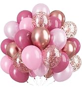 Dusty Rose Balloon Set, 60 Packs 12 Inch Retro Pink Metallic Chrome Rose Gold Pearl Pink Macaron ...