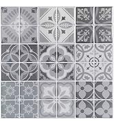 Art3d 10-Sheet Peel and Stick Backsplash Tile Stickers, Gray Talavera Mexican Tiles