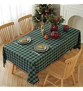 Alsoo Checkered Tablecloth Rectangle Cotton Linen Fabric Gingham Table Cloth Buffalo Plaid Table ...
