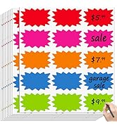300 Pcs Removable Garage Sale Stickers, Burst Star Adhesive Yard Sale Price Stickers with Space t...