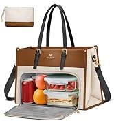 MATEIN Laptop Tote Bag with Insulated Lunch Compartment for Women, PU Leather 2 in1 Work Briefcas...