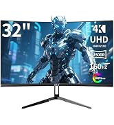 ZZA 32 Inch Gaming Monitor 160HZ,Curved Monitor 4k UHD(3840 * 2160P) VA Screen, 1500R Curved, Com...