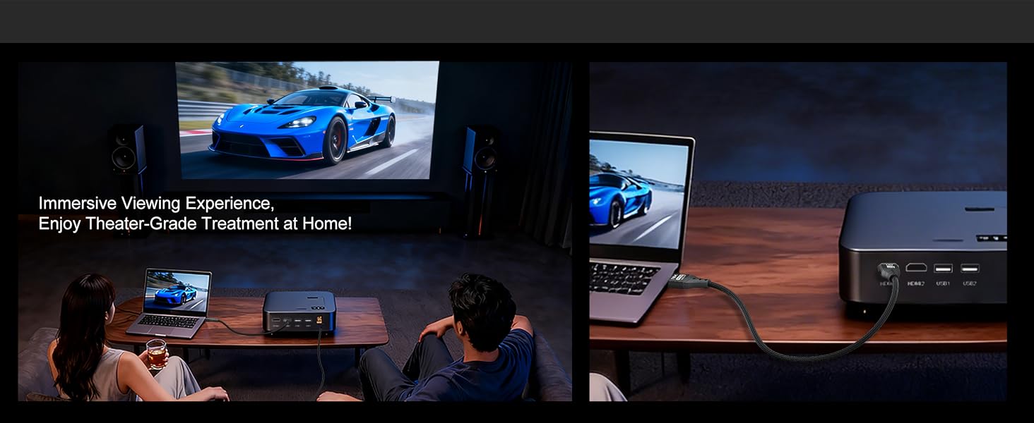 Text reads 'Immersive Racing Experience' in frame showing racing game setup with multiple displays and people viewing racing simulation content.