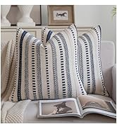 Cethom Boho Throw Pillow Covers 18x18 Set of 2 Farmhouse Navy blu Pillow Case