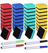 SIQUK 36 Packs Colorful Whiteboard Eraser Dry Erase Erasers (1.97 x 1.97 Inches) with 4 Pieces Dr...