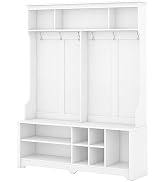 Donext Modern Hallway Hall Tree with 6 Metal Hooks & Storage Space, Multi-Functional Entryway Coa...
