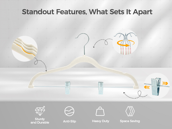 Heavy-Duty + Slim + Non Slip Suit Velvet Pant Hangers