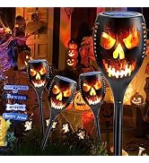 Toodour Solar Halloween Lights Outdoor, 4 Packs Super Larger Size Solar Torch Light with Flickeri...