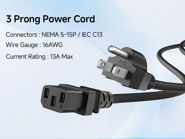 3 prong power cord