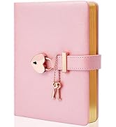 CAGIE Diary with Lock for Girls Ages 8-12 Journal with Lock and Key 296 Gold Edged Pages Heart-Sh...