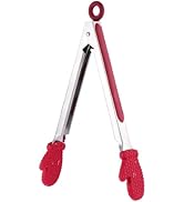 Kichvoe Kitchen Tongs - Non Stick Stainless Steel Tong Appetizer Tongs With Silicone Tips - Ice T...