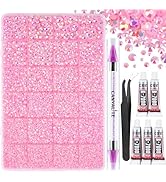 Canvalite 28000PCS Resin Jelly Rhinestones for Crafting, Pink AB Flatback Gems, Bedazzling Crysta...
