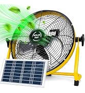 DBF Solar Fan Battery Operated, 2-in-1 Solar Panel Powered & AC Charger Powered 12 Speeds Portabl...