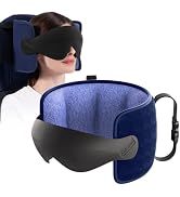 Air Neck Free Travel Pillow for Airplane, Travel Pillow with Seat Strap and 3D Eye Mask to Firm H...