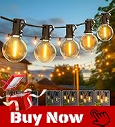 kolpop 30FT Dimmable Outdoor String Lights with Timer, G40 LED Patio Light with 10 Edison Shatter...